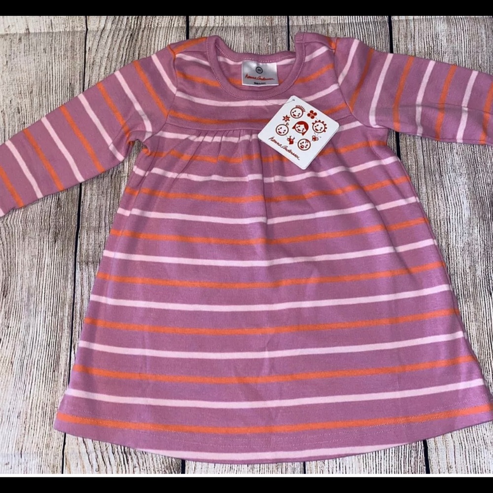 Girls Hanna Andersson stripe yoked play dress new with tags! size 80 (2yrs)